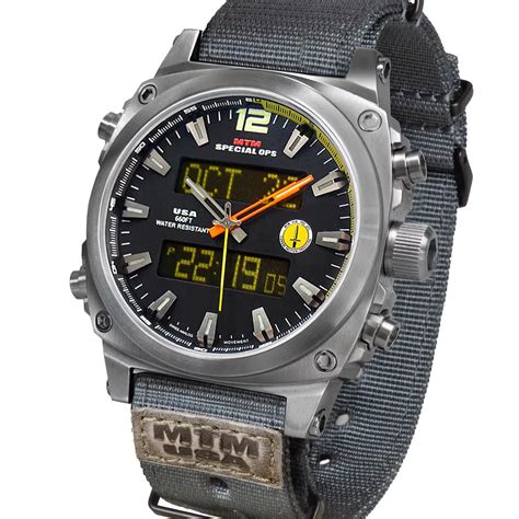 Mtm Special Ops Mens Silver Air Stryk Watch With Gray Neoprene Strap ...