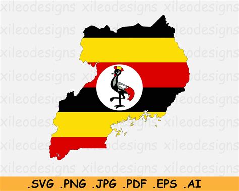 Uganda Flag Map SVG, Ugandan SVG Cricut Cut File, Country Nation ...