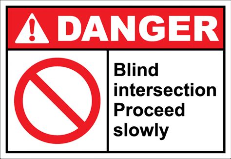 Danger Sign blind intersection proceed slowly - SafetyKore