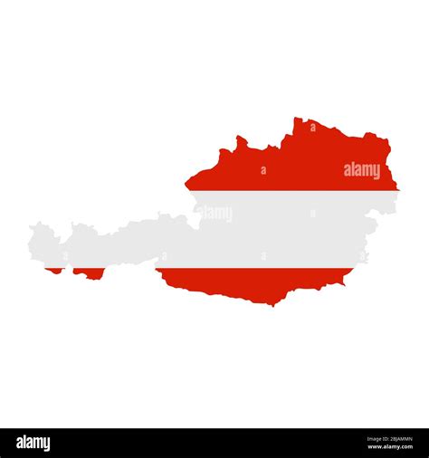 Austria flag map. Country outline with national flag Stock Photo - Alamy