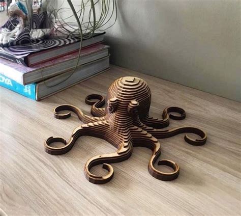 Laser Cut Octopus Layered Wooden DXF File | Vectors File