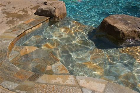 Quartzite natural stone used in swimming pool projects - Rustic - Pools ...