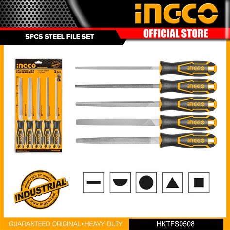 Ingco HKTFS0508 5pcs Industrial Steel File Set T12 Steel 8" (200mm) IHT ...