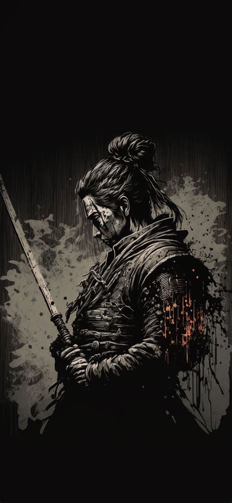 Samurai Black Art Wallpaper - Samurai Aesthetic Wallpaper iPhone