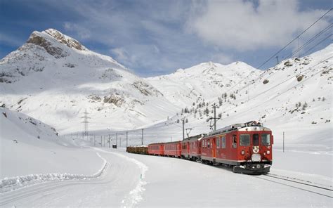 The Bernina Express In The Snow HD Wallpaper