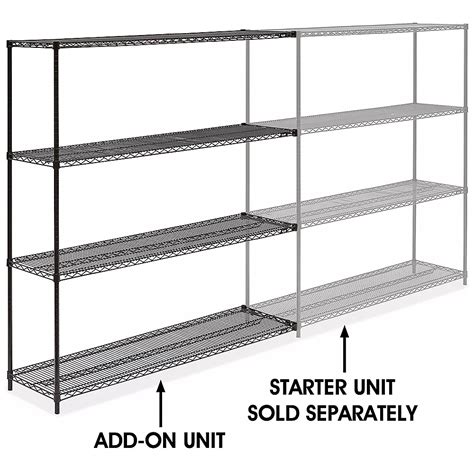 Black Wire Shelving Add-On Unit - 72 x 18 x 72" H-2425-72A - Uline