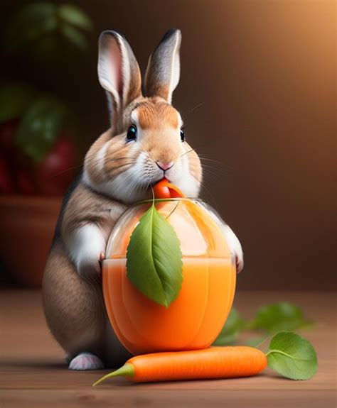 Premium AI Image | Rabbit eating carrots