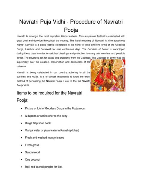 Navratri Puja Vidhi | PDF | Devi | Hindu Mythology