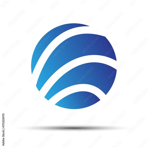 Blue circle logo and three curved lines Stock Vector | Adobe Stock