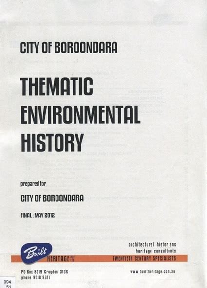 Book, City of Boroondara environmental history, 2012