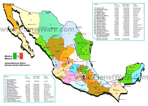 Map of Mexico- Mexican States | PlanetWare