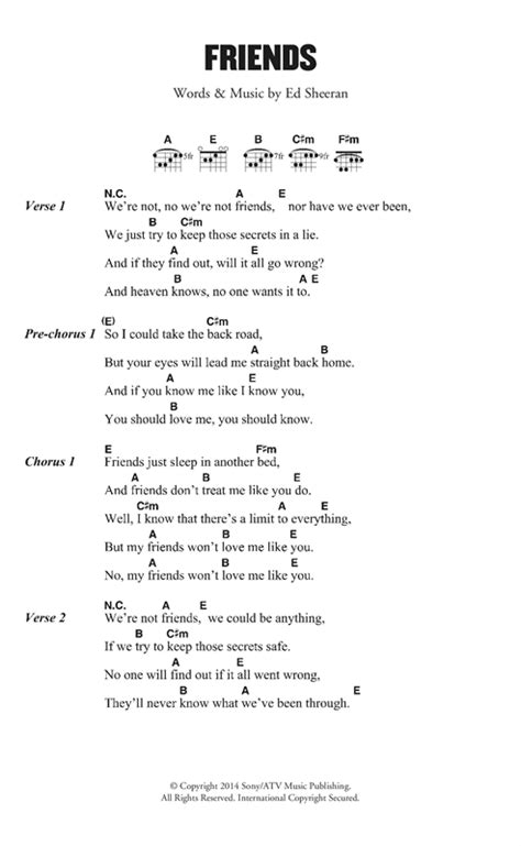 Ed Sheeran Friends sheet music notes and chords for Lyrics & Chords ...