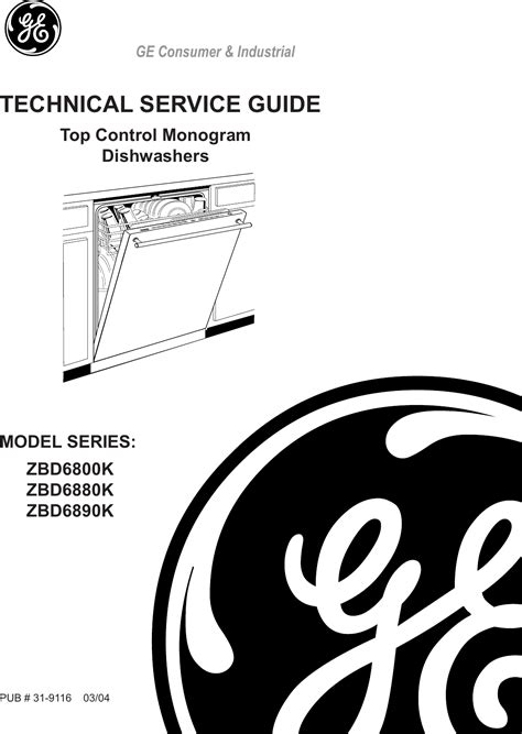 Monogram Dishwasher GE ZBD6800 6890 31 9116