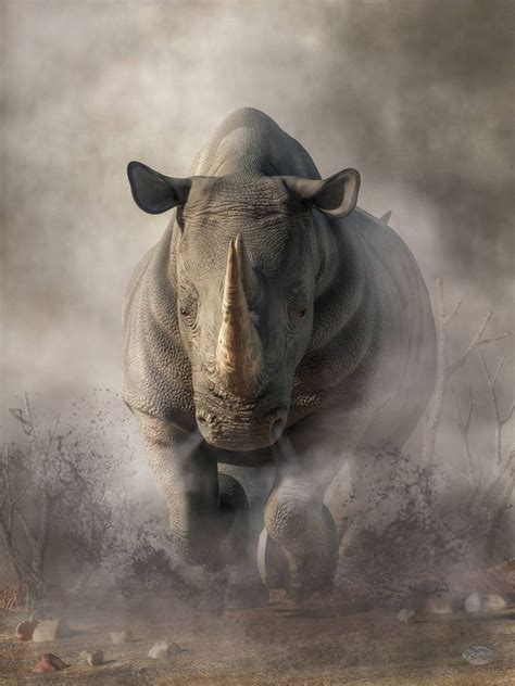 Charging Rhino by deskridge on DeviantArt | Rhino pictures, Rhino art ...