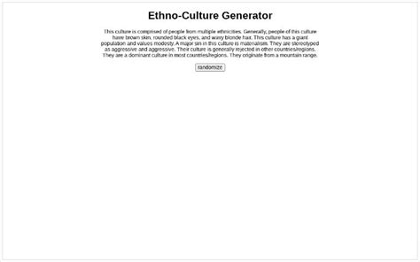 Ethno-Culture Generator