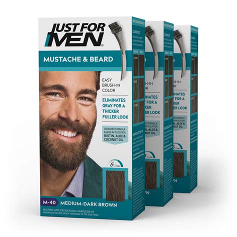 Just For Men Mustache & Beard, Beard Coloring for Gray Hair with Brush ...