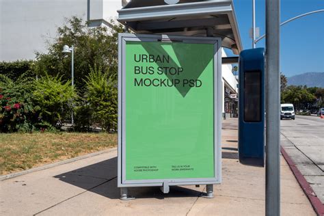 Urban Downtown Bus Stop Mockup PSD – MasterBundles