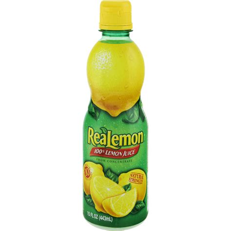 ReaLemon 100% Lemon Juice 15 Fl Oz Bottle | Lemon Juice & Lemonade ...