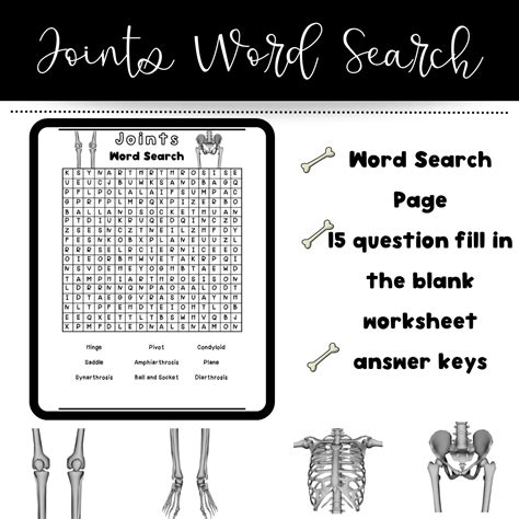 Types of Joints Word Search and Worksheet in 2022 | Joint, Student data ...