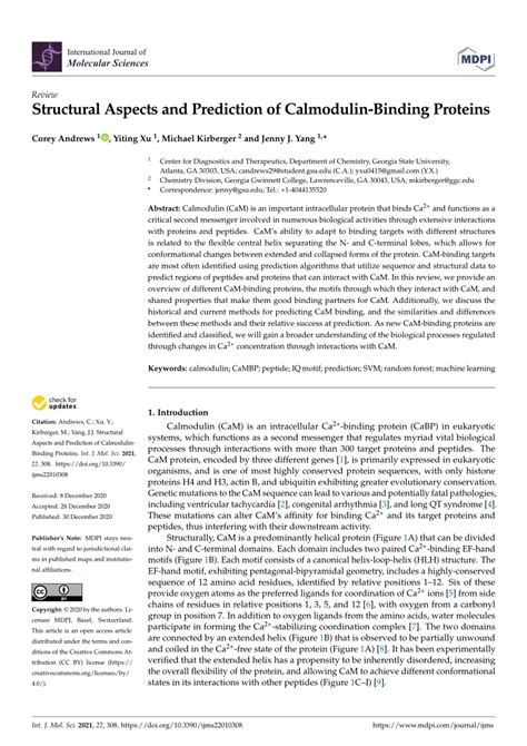 (PDF) Structural Aspects and Prediction of Calmodulin-Binding Proteins