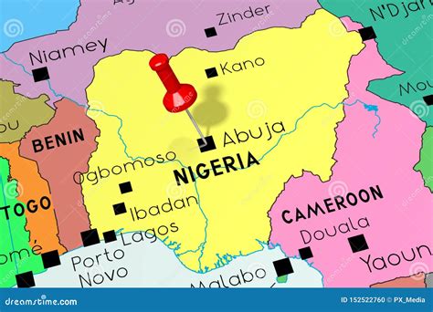 Nigeria, Abuja - Capital City, Pinned On Political Map Royalty-Free ...