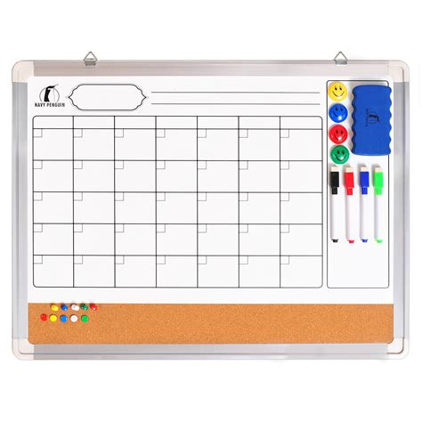 Whiteboard Monthly Wall Calendar Set - 24 x 18 inch Magnetic Dry Erase ...