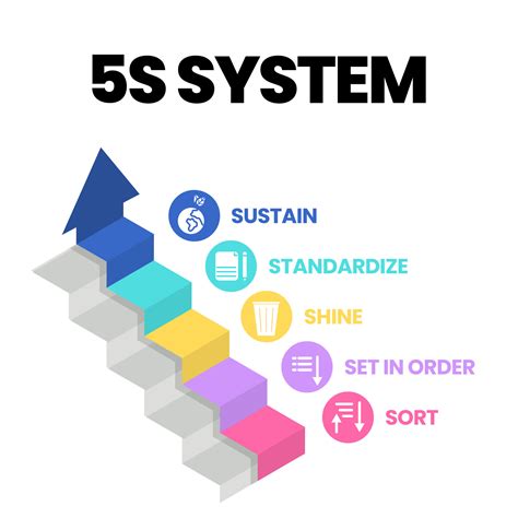 A vector banner of the 5S system is organizing spaces industry ...