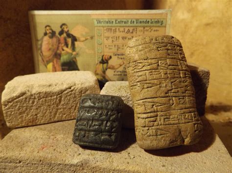 Sumerian cuneiform writing tablets - replica set. Ancient writing of ...