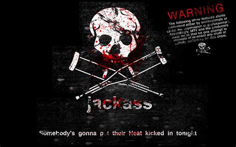 HD wallpaper: Jackass logo, blood, skull, phrase, Cranks, crutches ...