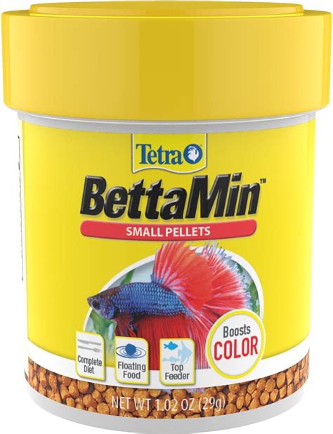 Tetra Betta Floating Mini Pellets Color Enhancing Fish Food, 1.02-oz ...