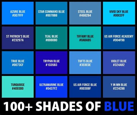 100+ Shades of Blue Color (Names, HEX, RGB, & CMYK Codes) – CreativeBooster