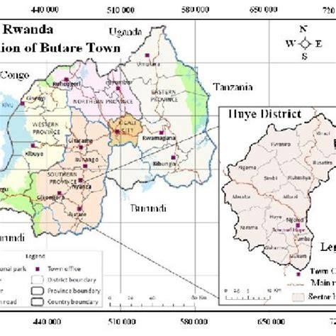 Administrative map, Huye District | Download Scientific Diagram