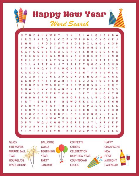 New Year's Word Search Games - 10 Free PDF Printables | Printablee