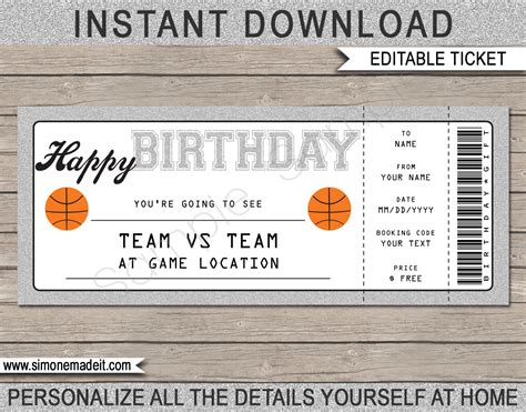 Basketball Game Ticket Template