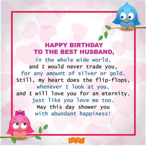 Romantic Happy Birthday Poems For Husband From Wife | Insbright