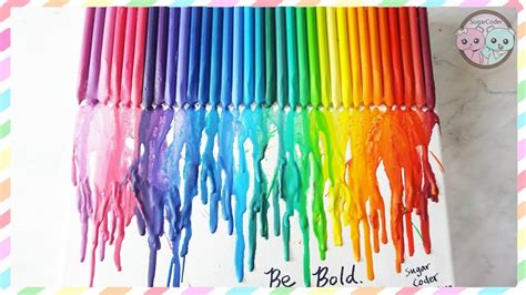 DIY CRAYON ART, RAINBOW MELTING CRAYONS ART - YouTube