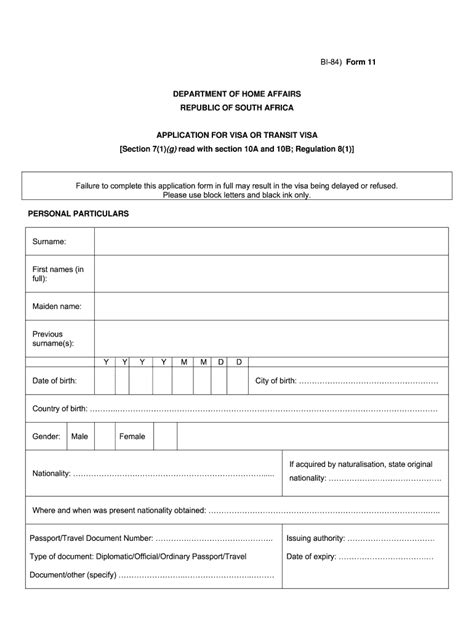 South Africa Visa Application Form - Fill Online, Printable, Fillable ...