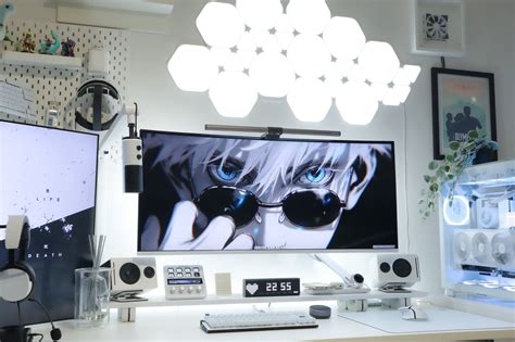 White Desk Setup with a Custom PC