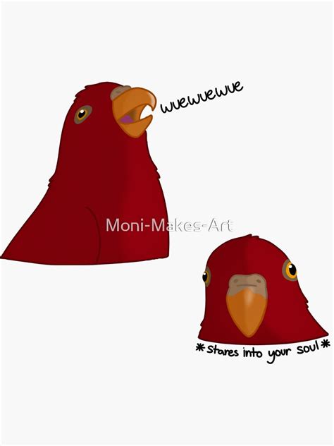 "Red Bird Staring Meme" Sticker for Sale by Moni-Makes-Art | Redbubble