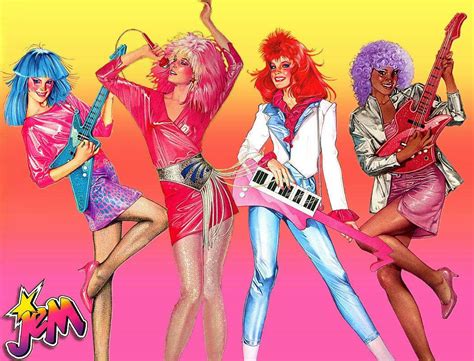 Download Jem Band In Colorful Outfits Wallpaper | Wallpapers.com