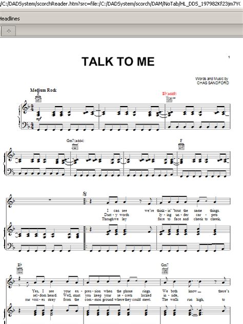 Talk To Me | Sheet Music Direct