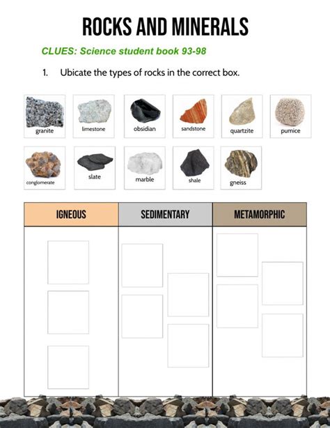 Rocks & minerals worksheet | Rocks and minerals, Printable worksheets ...