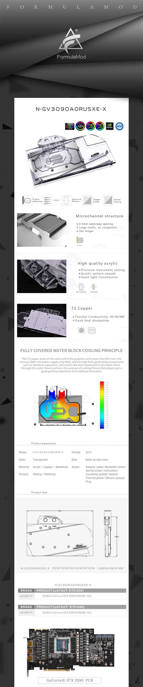 Bykski 3090 3080 GPU Water Cooling Block, For Gigabyte AORUS RTX 3090 ...