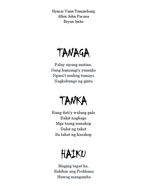 Tanaga Tanka at Haiku | PDF