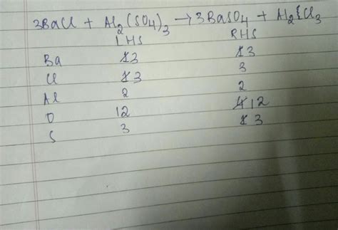 Balance this equation:Barium Chloride + Aluminium Sulphate --> Barium ...