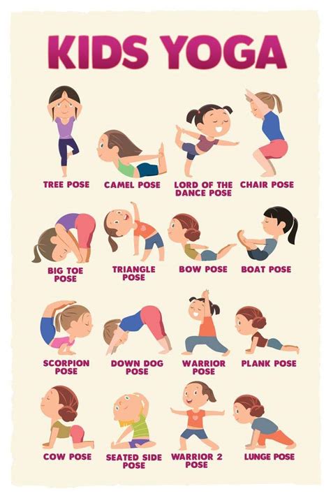 Kids Yoga Gymnastics For Children And Healthy Cartoon Kids In Different ...