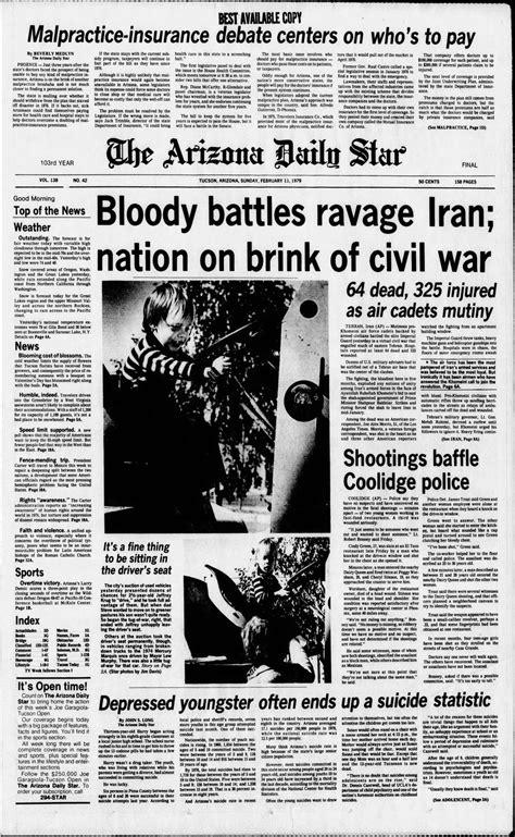 Arizona Daily Star front page Feb. 11, 1979 | | tucson.com