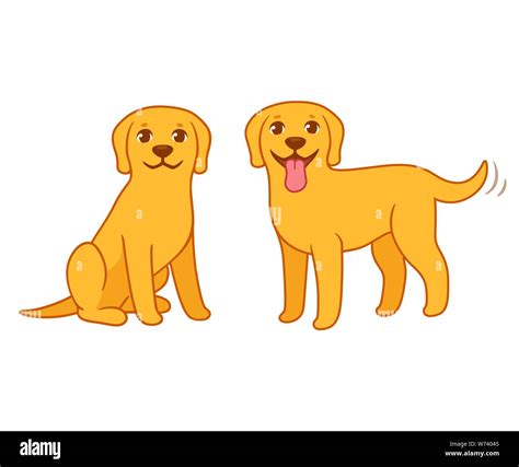 Yellow Labrador Retriever Dog Cute Cartoon Illustration Wallpaper ...