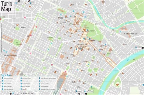 Turin Main Attractions Map - Ontheworldmap.com