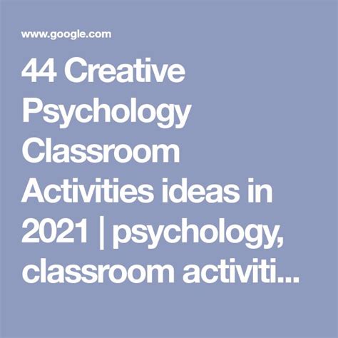 44 Creative Psychology Classroom Activities ideas in 2021 | psychology ...